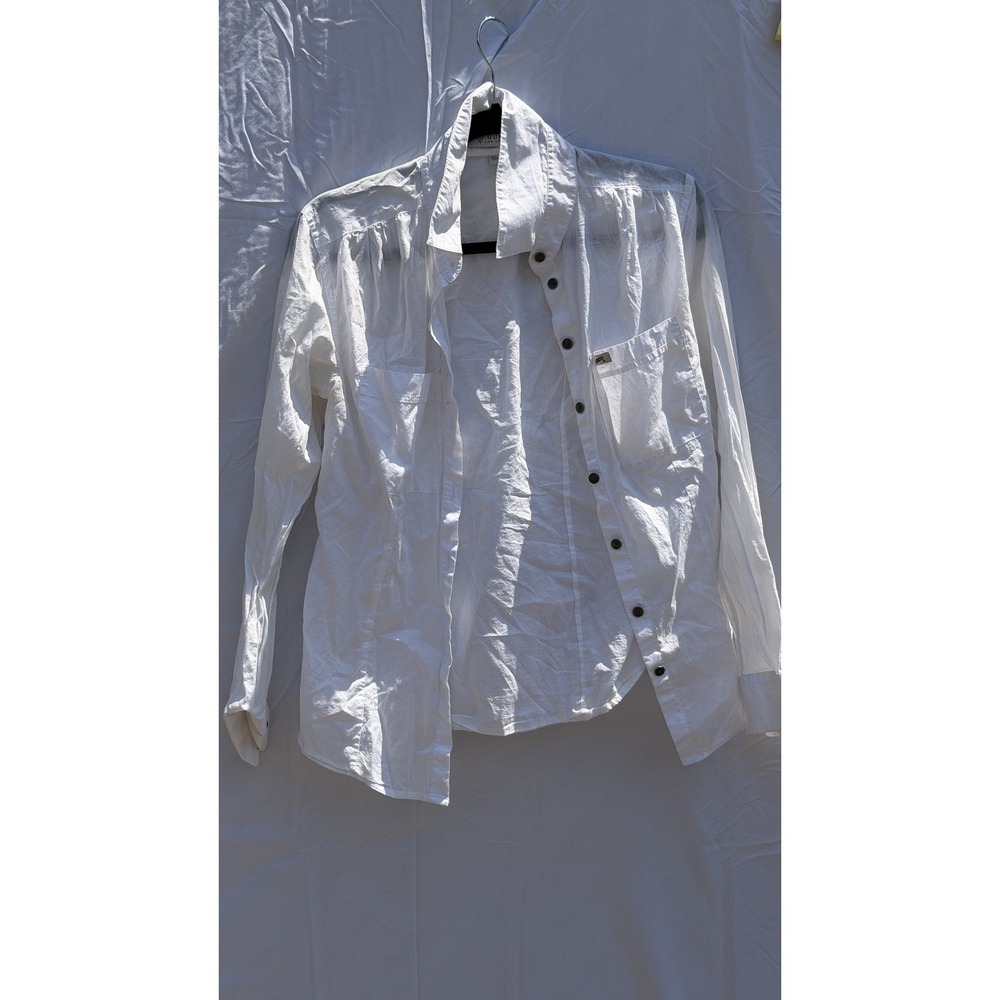 Guess Los Angeles Women's White‎ Long Sleeve Button-Up Shirt Top Size XS